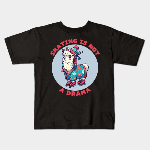 Ice skating llama Kids T-Shirt by Japanese Fever